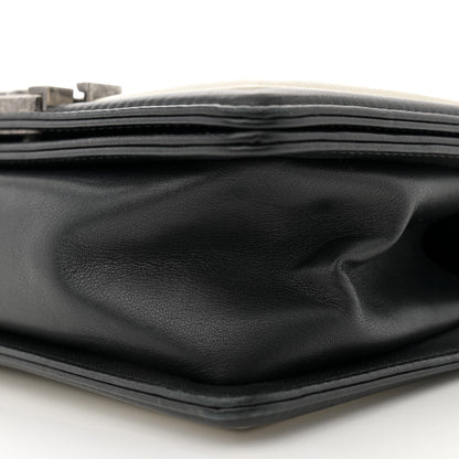 Chanel Calfskin Pleated Small Boy In Rome Flap Black White 10 of 15