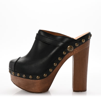 Chanel Lambskin Studded Clogs 37 Black 1 of 10