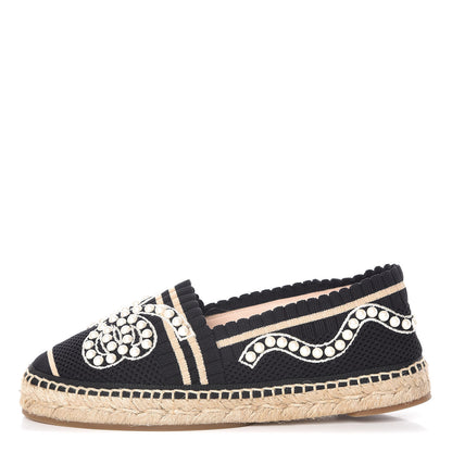 Fendi Knit Pearlescent Espadrille 35.5 Black 1 of 10