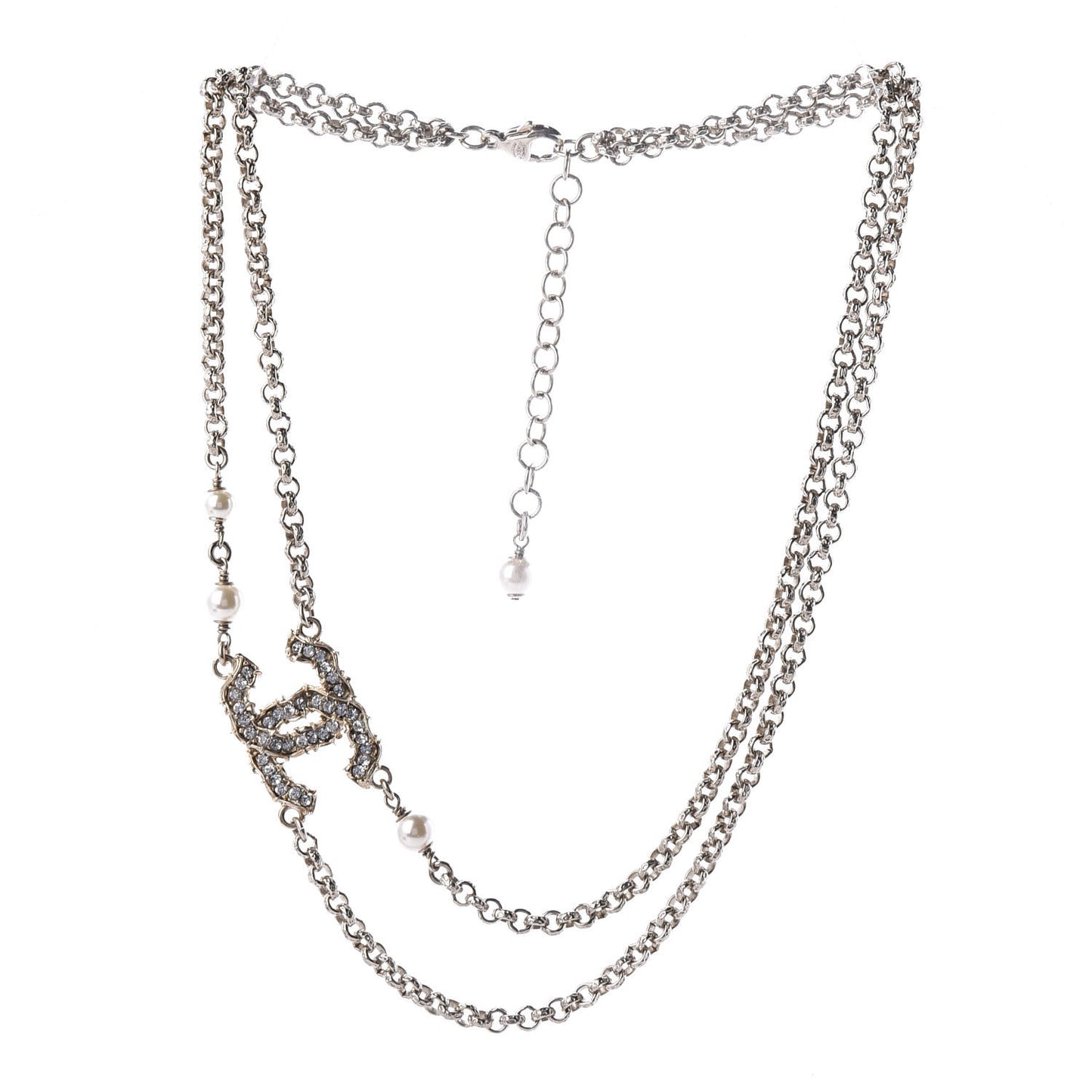 Pearl Crystal CC Camellia Express Necklace Gold