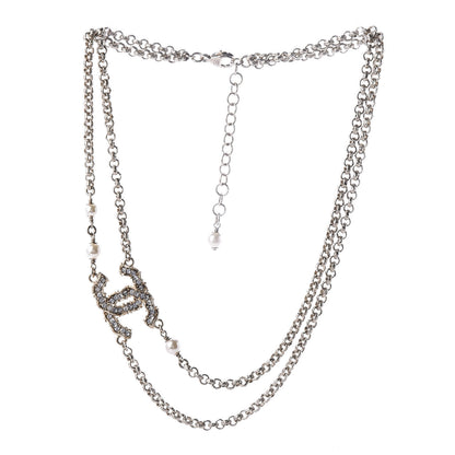 Chanel Pearl Crystal CC Camellia Express Necklace Gold 1 of 6