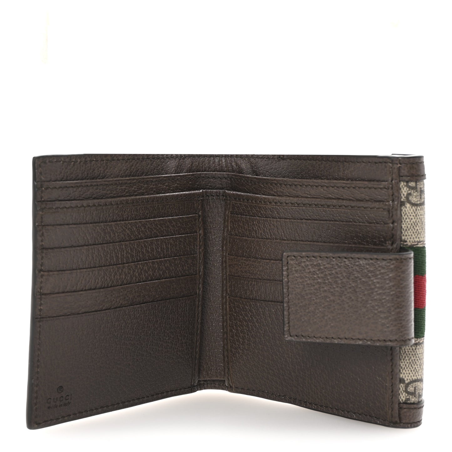 GG Supreme Monogram Web Ophidia French Flap Wallet Beige New Acero