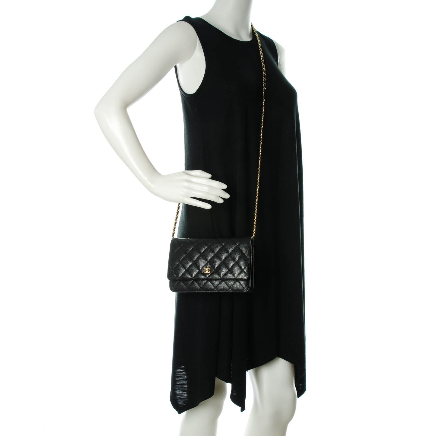 Caviar Quilted Wallet On Chain WOC Black