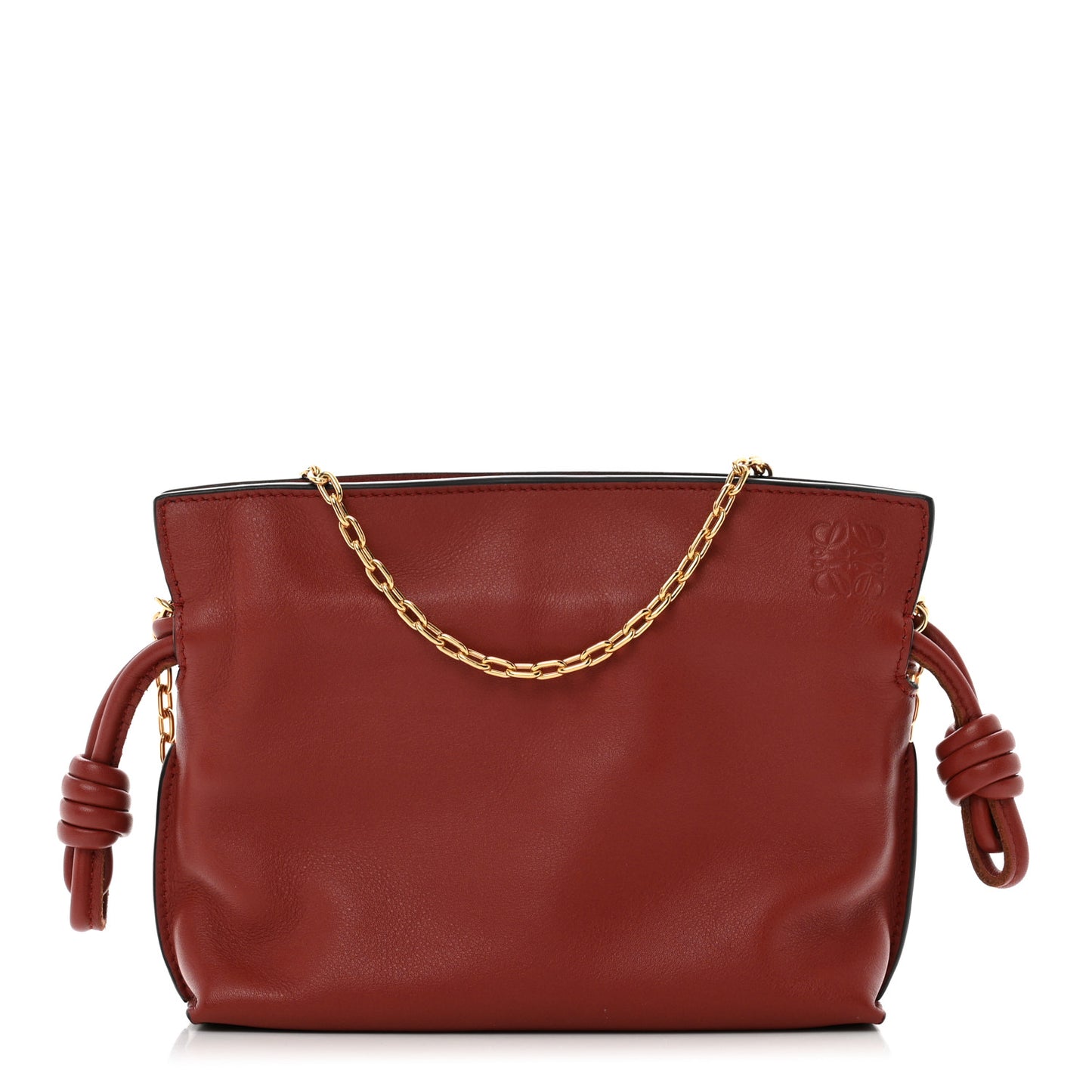 Calfskin Nano Flamenco Knot Clutch Dark Red