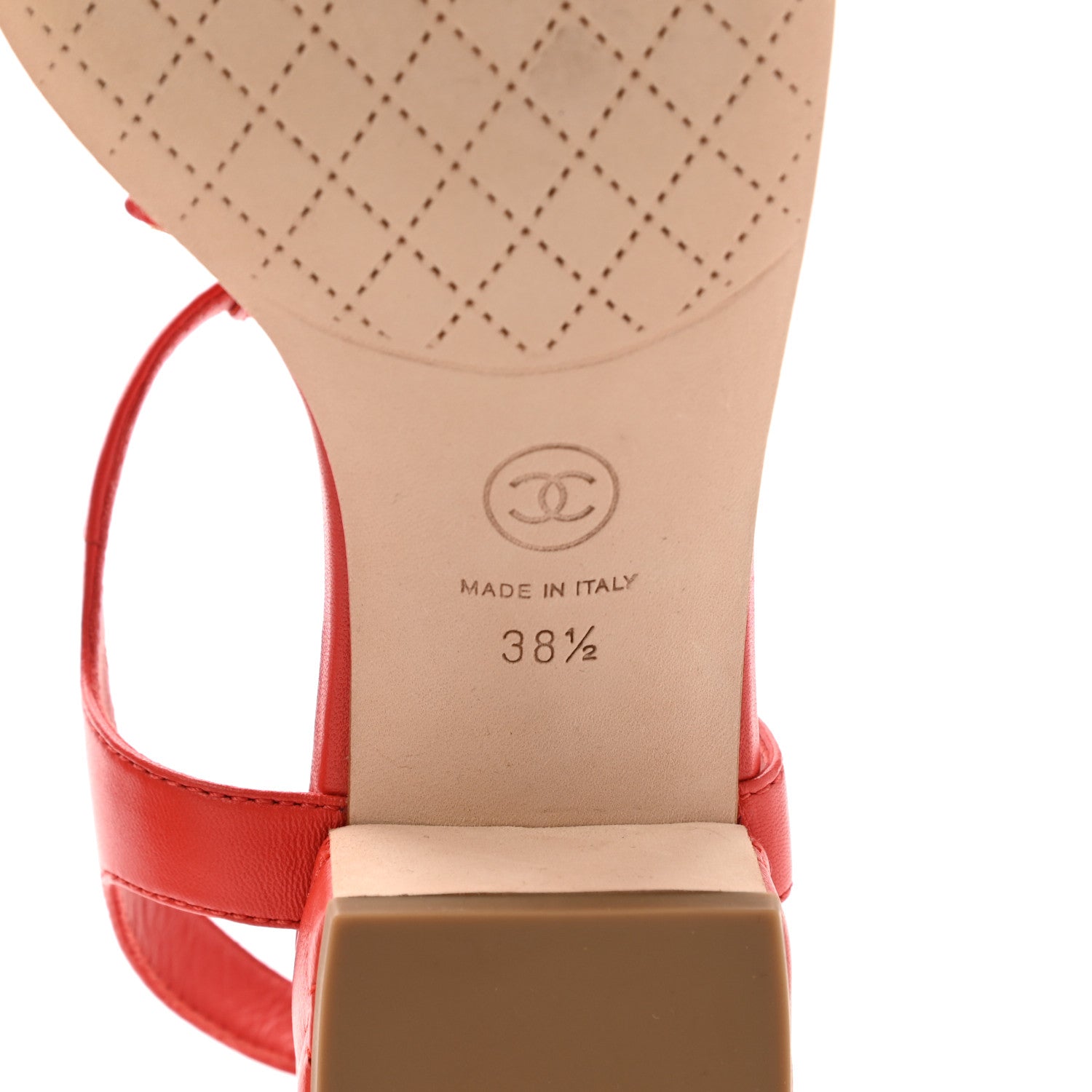 Chanel Lambskin Chain CC Logo Thong Sandals 38.5 Red 6 of 12