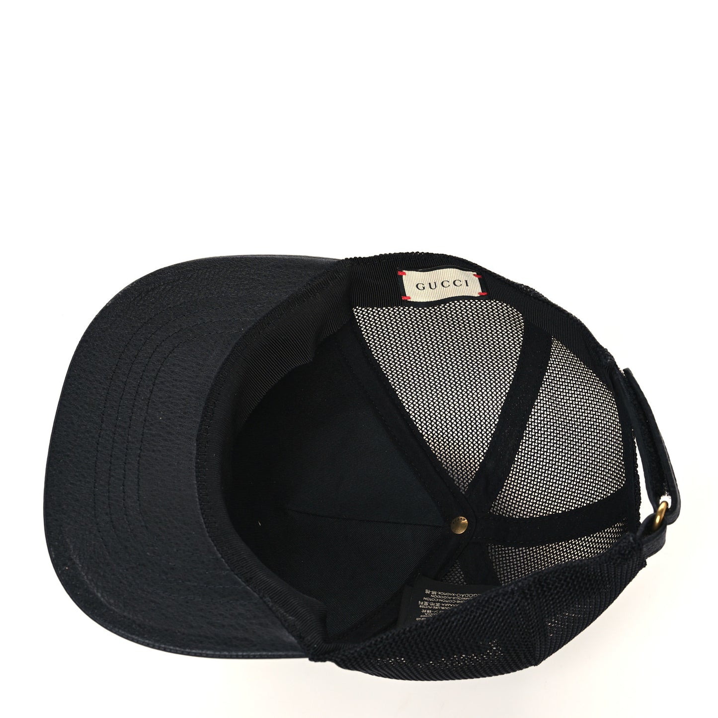 Grained Calfskin Logo Baseball Hat M Black