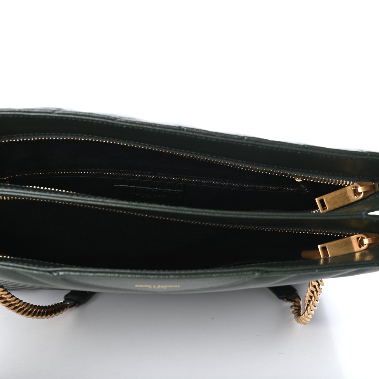Grain de Poudre Matelasse Chevron Medium Tribeca Shopping Bag Vert Fonce