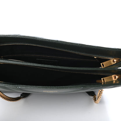 Saint Laurent Grain de Poudre Matelasse Chevron Medium Tribeca Shopping Bag Vert Fonce 5 of 8