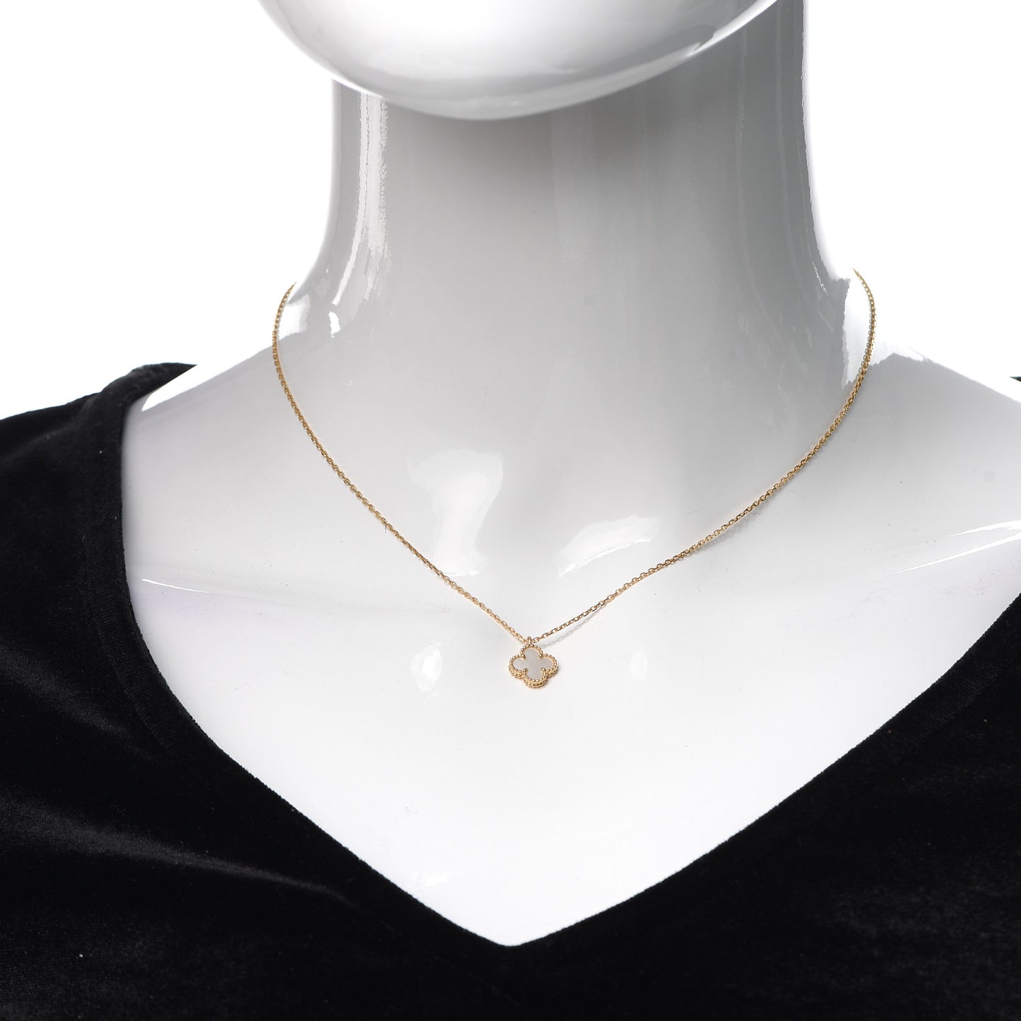 18K Yellow Gold Mother of Pearl Sweet Alhambra Pendant Necklace
