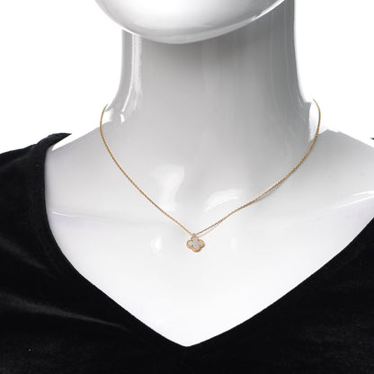 Van Cleef & Arpels 18K Yellow Gold Mother of Pearl Sweet Alhambra Pendant Necklace 2 of 7