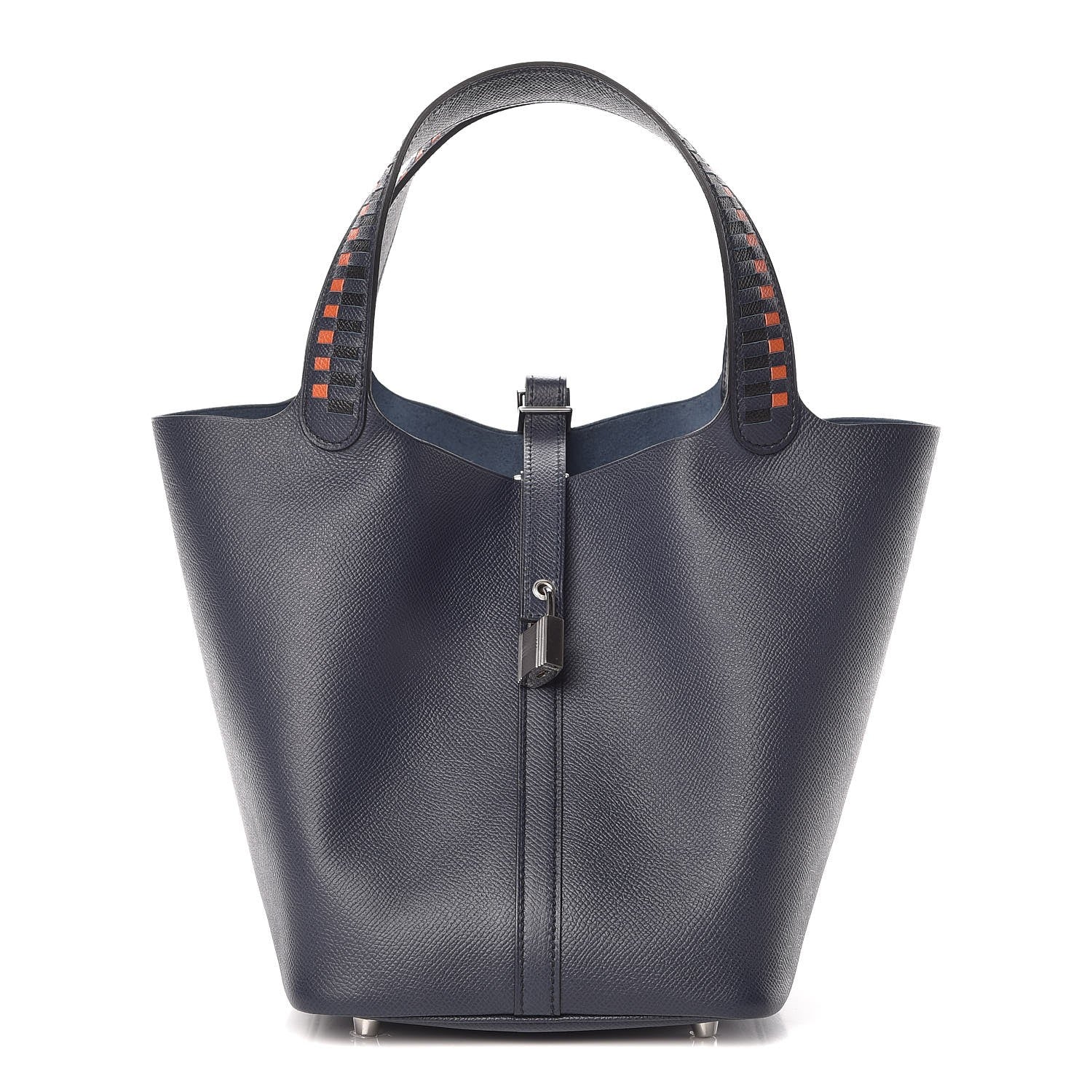 Hermes Epsom Tressage De Cuir Picotin Lock 22 MM Bleu Indigo Black Terre Battue 1 of 8