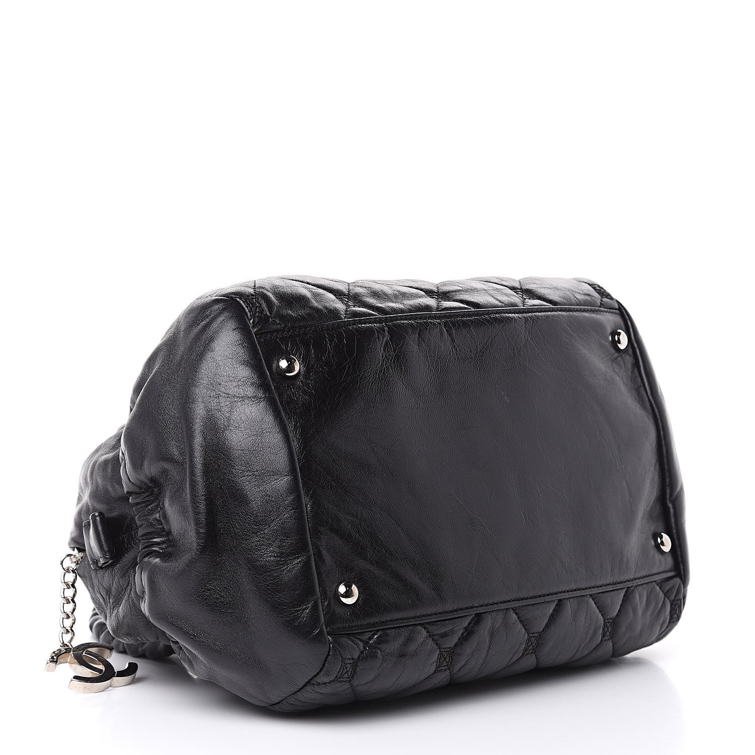 Chanel Lambskin Quilted Hidden Chain Bowler Black 4 of 14