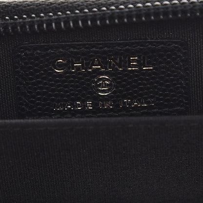 Chanel Caviar Quilted Boy Zip Around Coin Purse Wallet Black 6 of 8