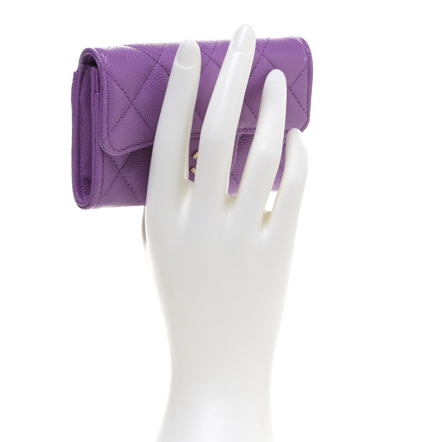 Chanel Caviar Quilted Flap Card Holder Wallet Purple 2 of 10