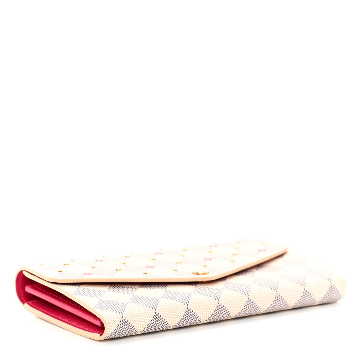 Louis Vuitton LOUIS VUITTON Damier Azur Studded Sarah Wallet NM Fuchsia 4 of 9