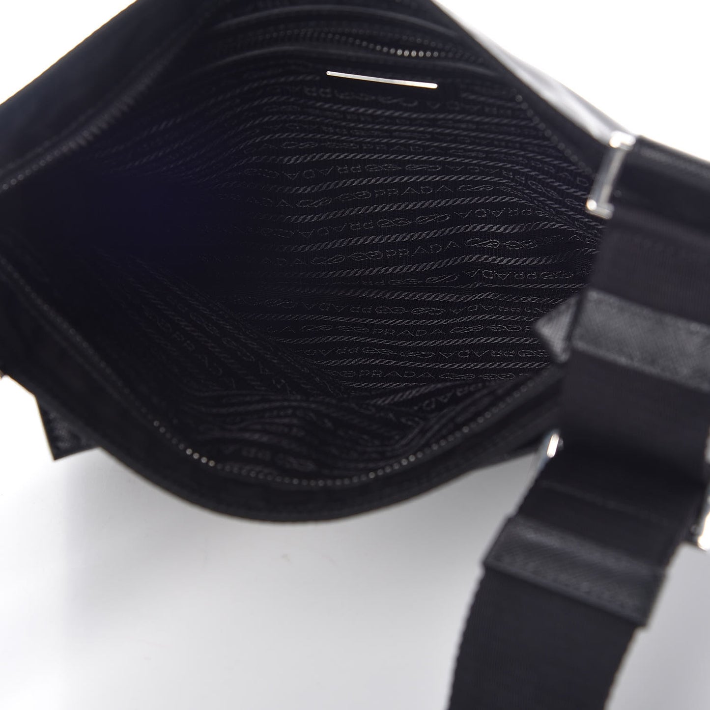 Nylon Saffiano Flat Messenger Bag Black