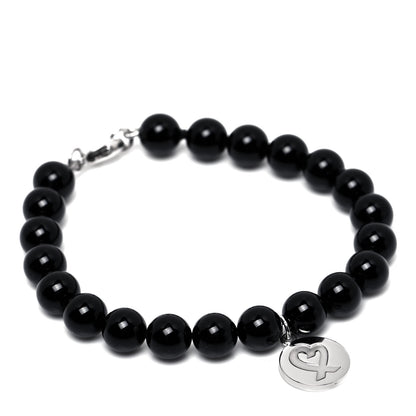 Tiffany Sterling Silver Black Onyx Bead Paloma Picasso Loving Heart Bracelet 1 of 4