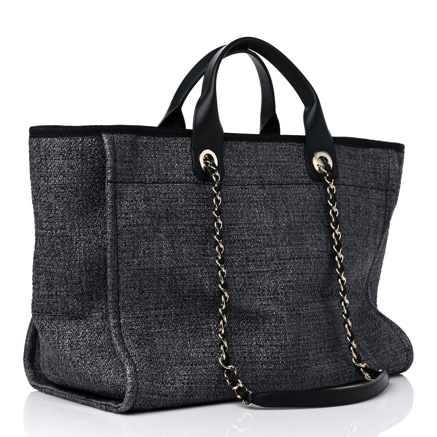 Lurex Boucle Medium Deauville Tote Black