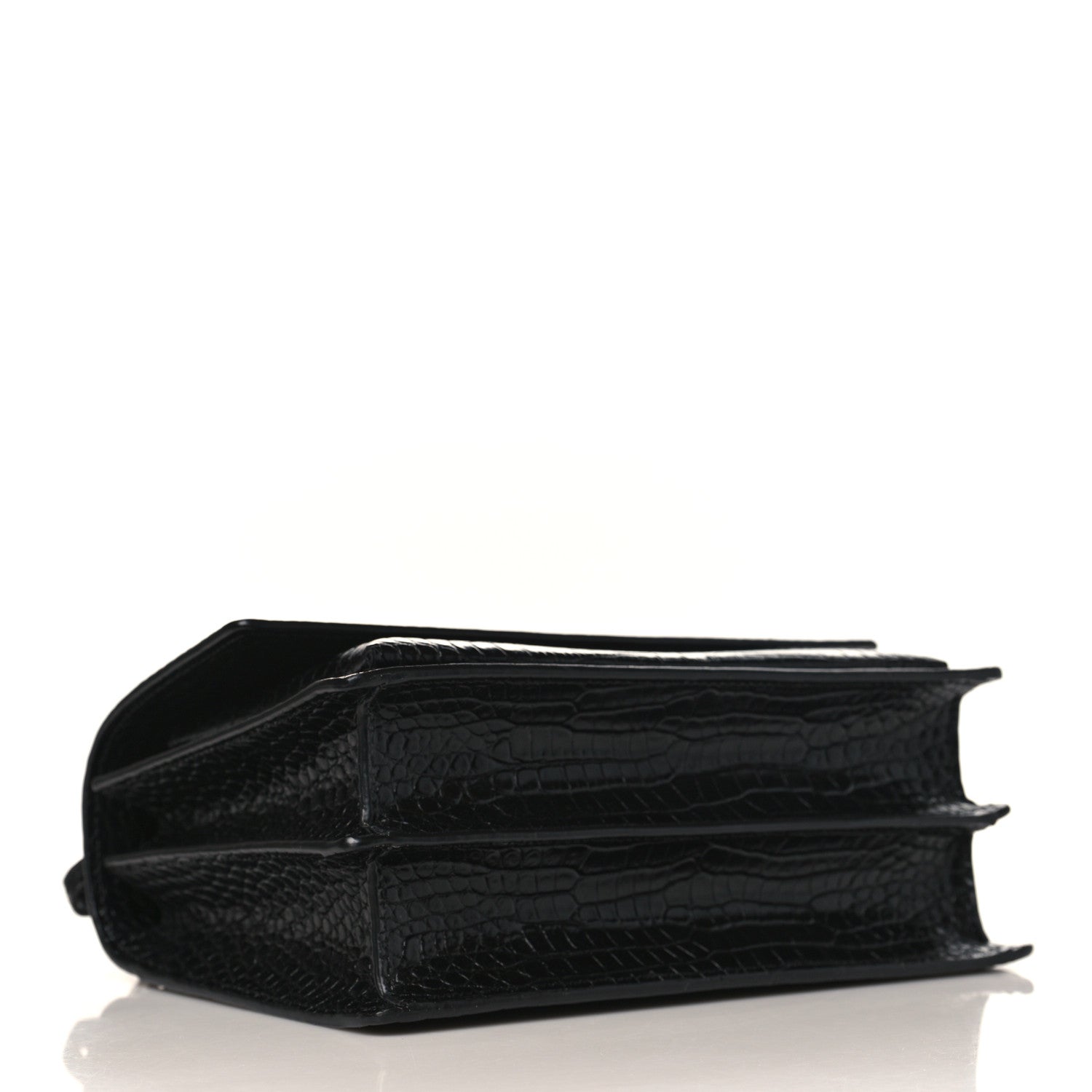 Saint Laurent Calfskin Crocodile Embossed Medium Monogram Sunset Black 4 of 9