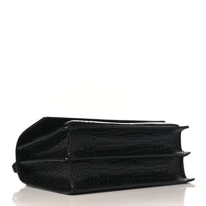Saint Laurent Calfskin Crocodile Embossed Medium Monogram Sunset Black 4 of 9