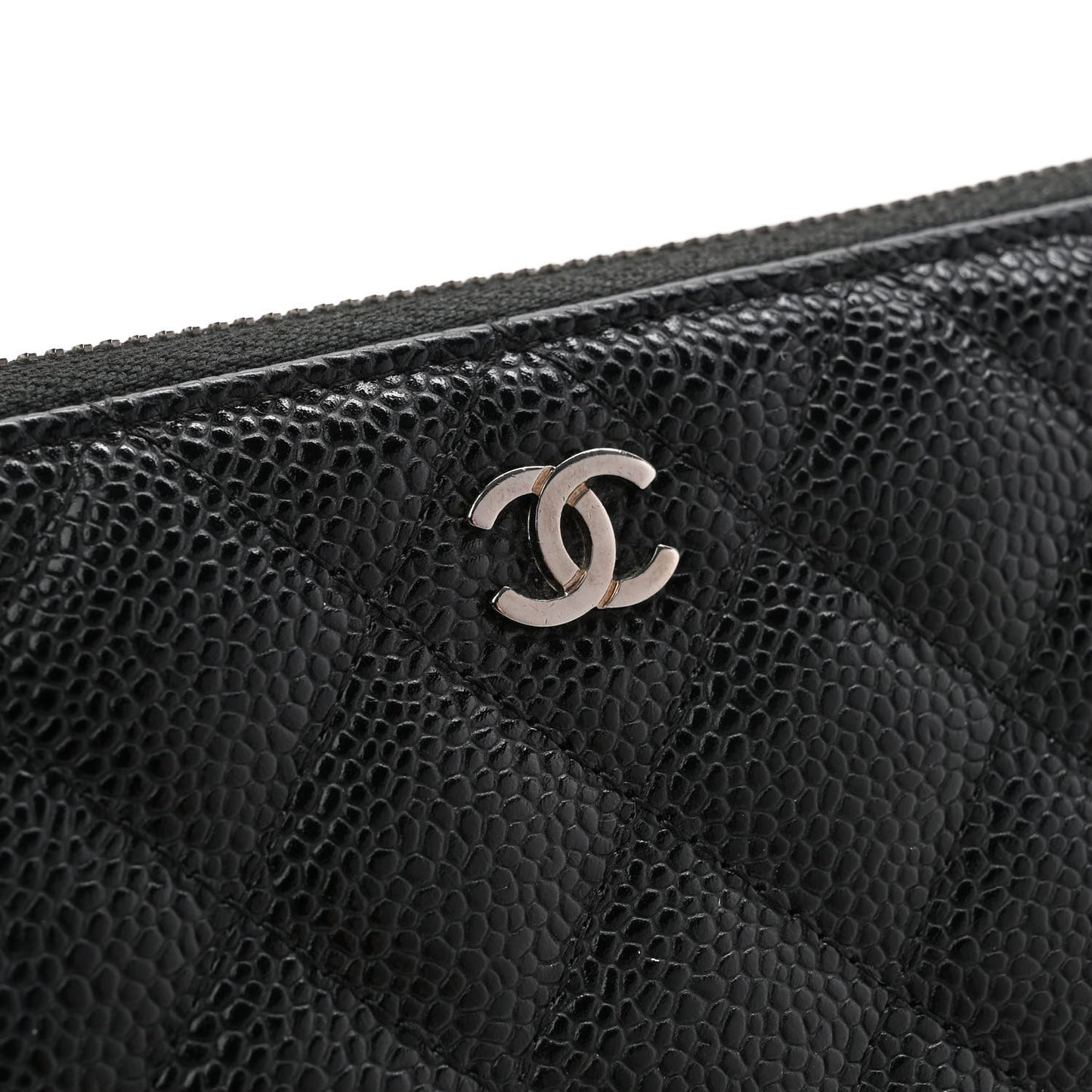 Caviar Quilted Large Gusset Zip Around Wallet Black