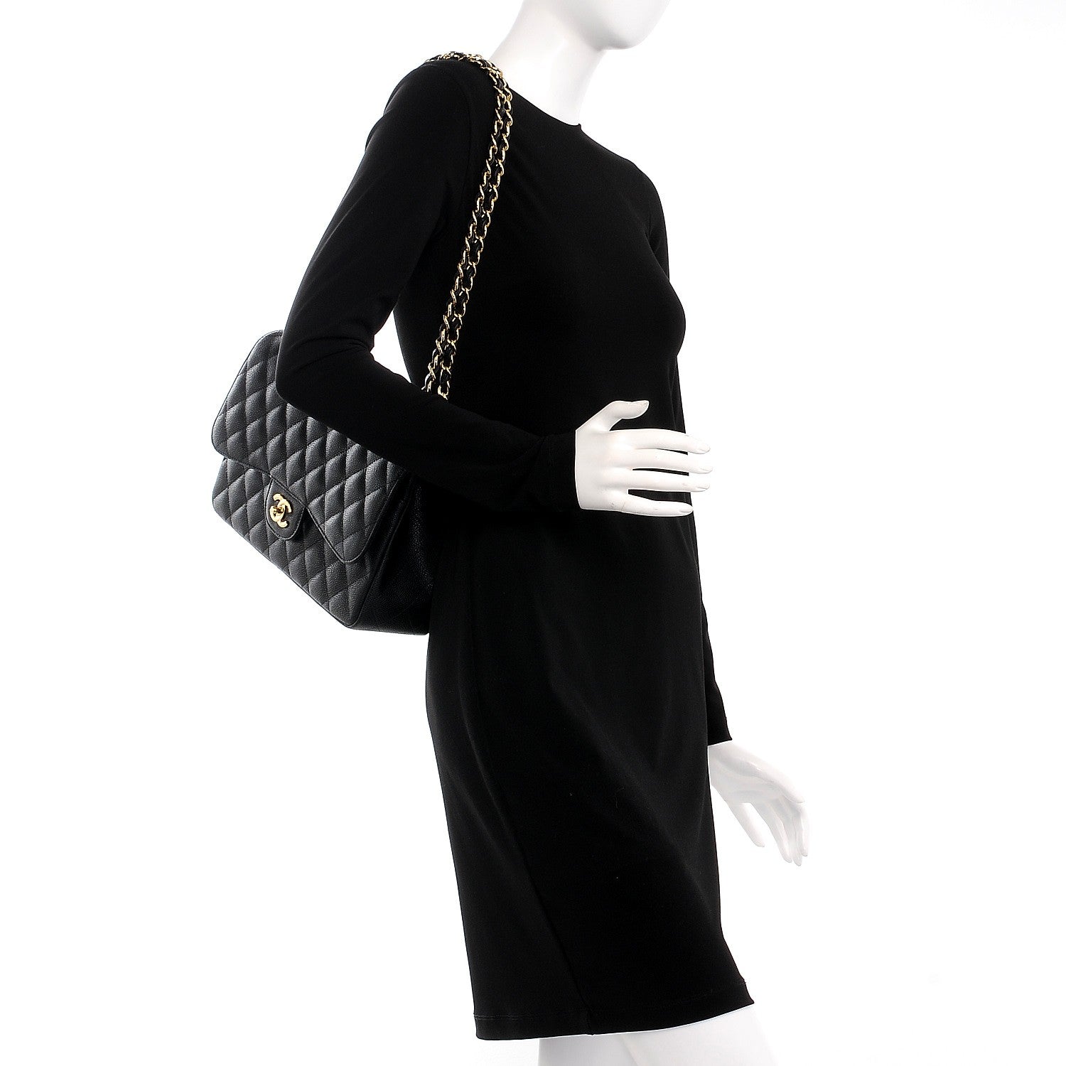 Chanel Caviar Quilted Jumbo Double Flap Black 2 of 8