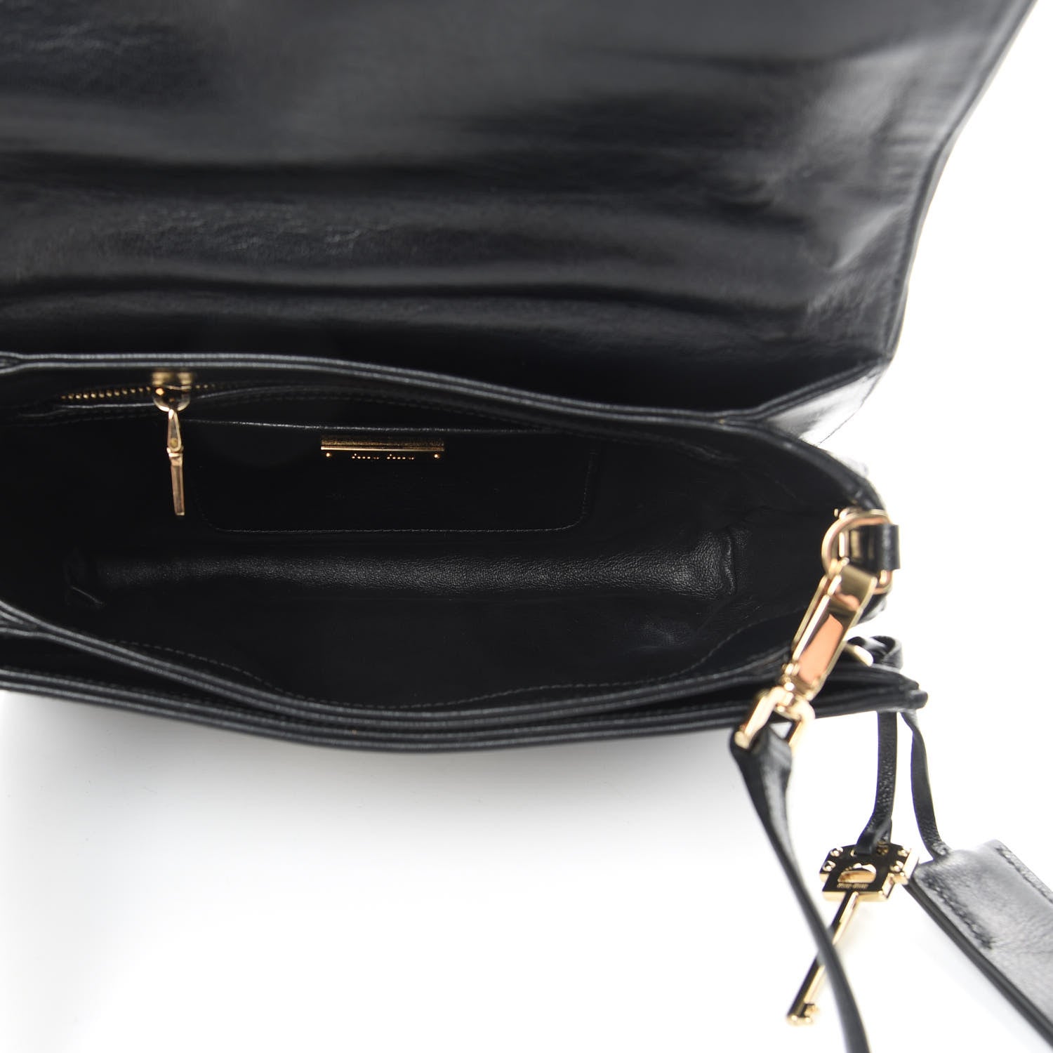 Miu Miu Goatskin Madras Shoulder Bag Black 6 of 16