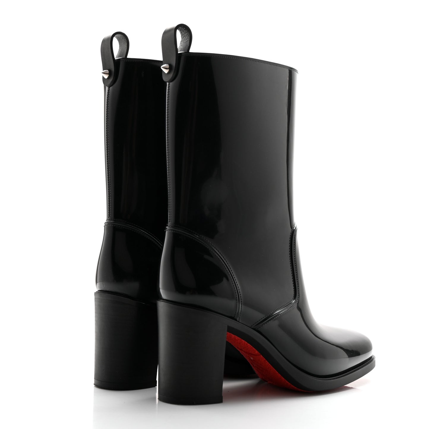 Recycled PVC Calfskin Loubirain 70 Boots 36 Black