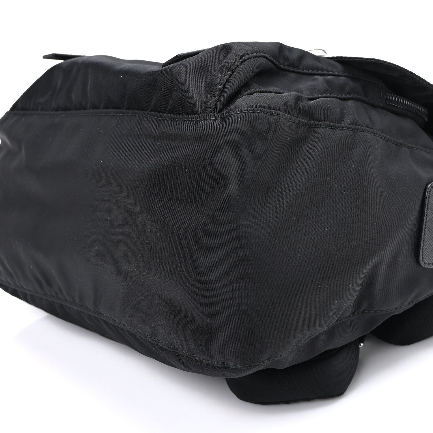 Prada Re-Nylon Vela Saffiano Pocket Double Buckle Messenger Shoulder Bag Black 11 of 11