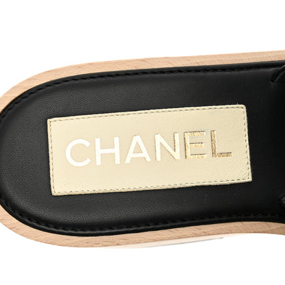 Chanel Lambskin Quilted CC Wedge Sandals 38 Black 7 of 9