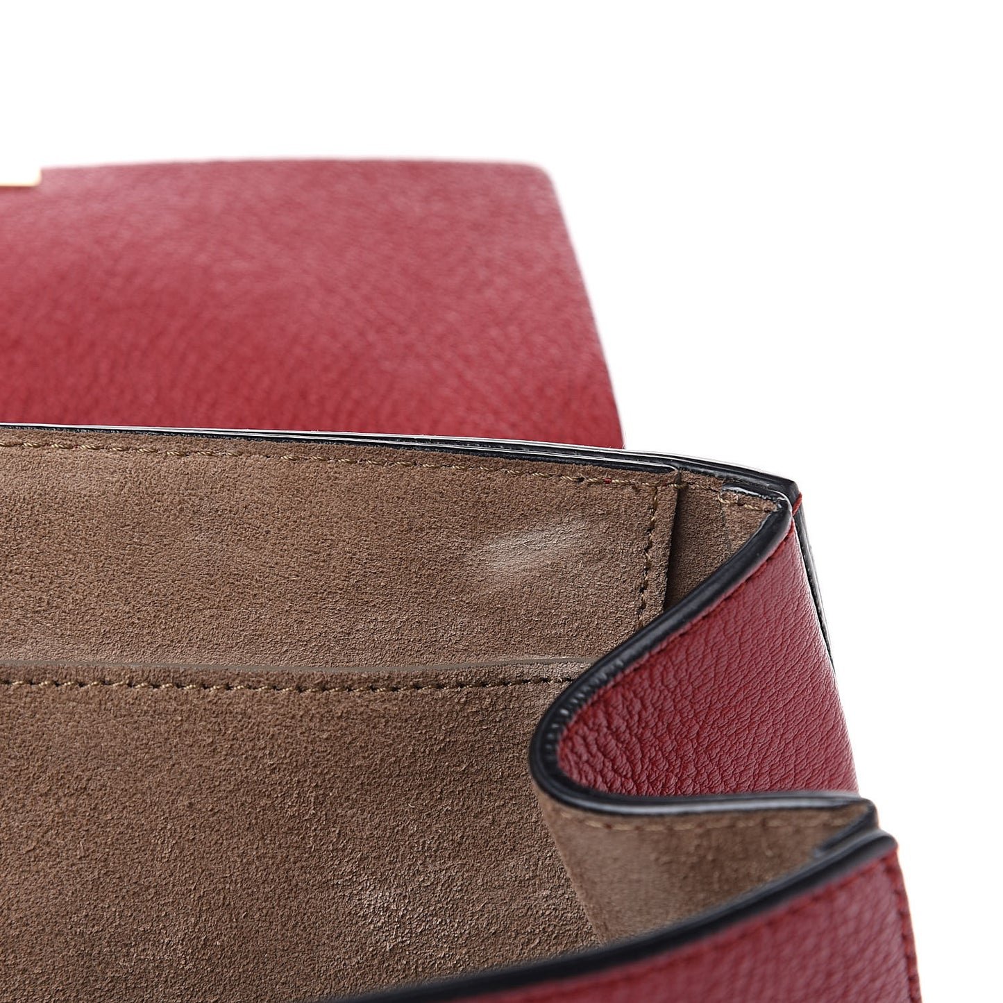 Grained Calfskin Lambskin Drew Shoulder Bag Red