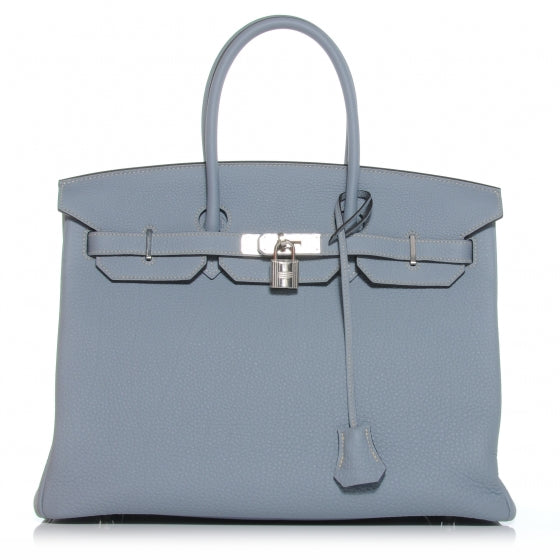 Togo Birkin 35 Bleu Lin