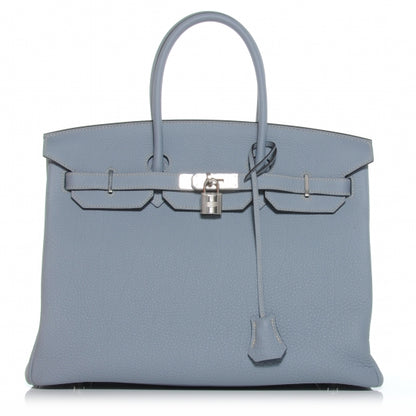 Hermes Togo Birkin 35 Bleu Lin 1 of 12