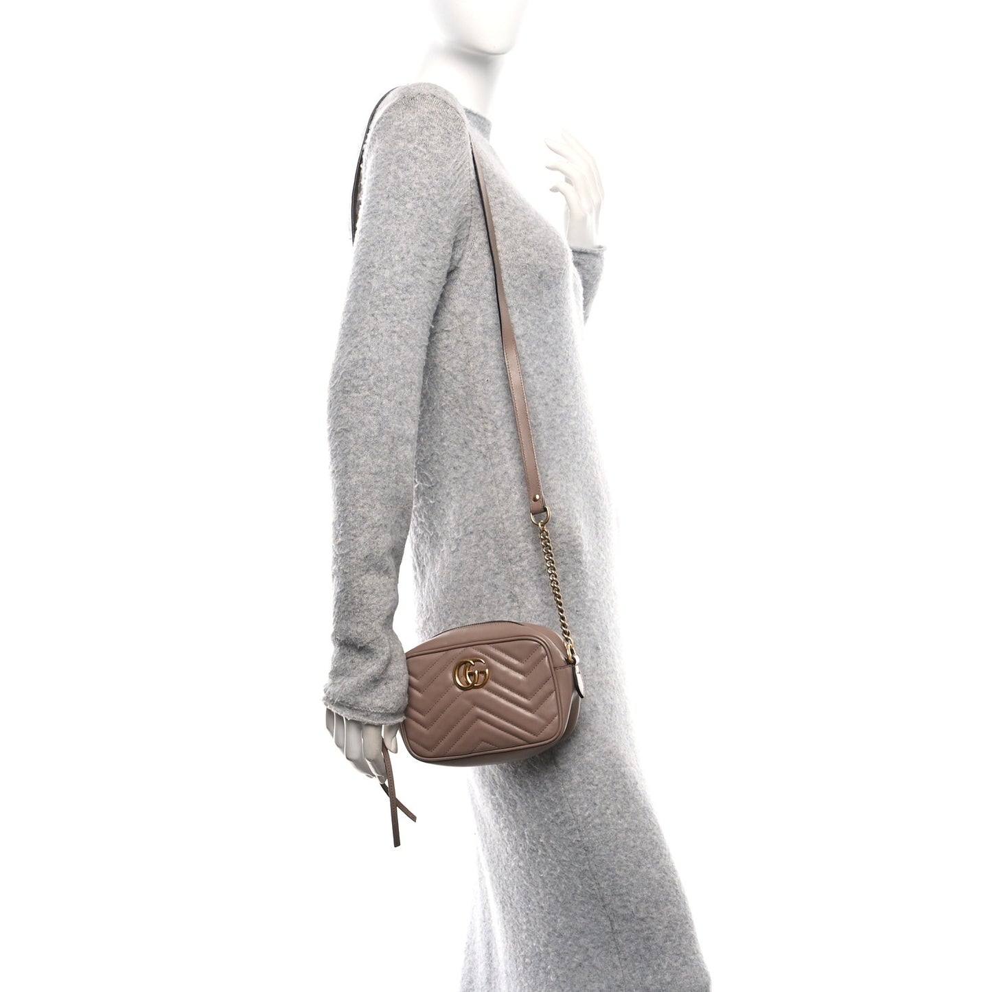 Calfskin Matelasse Mini GG Marmont Chain Shoulder Bag Porcelain Rose