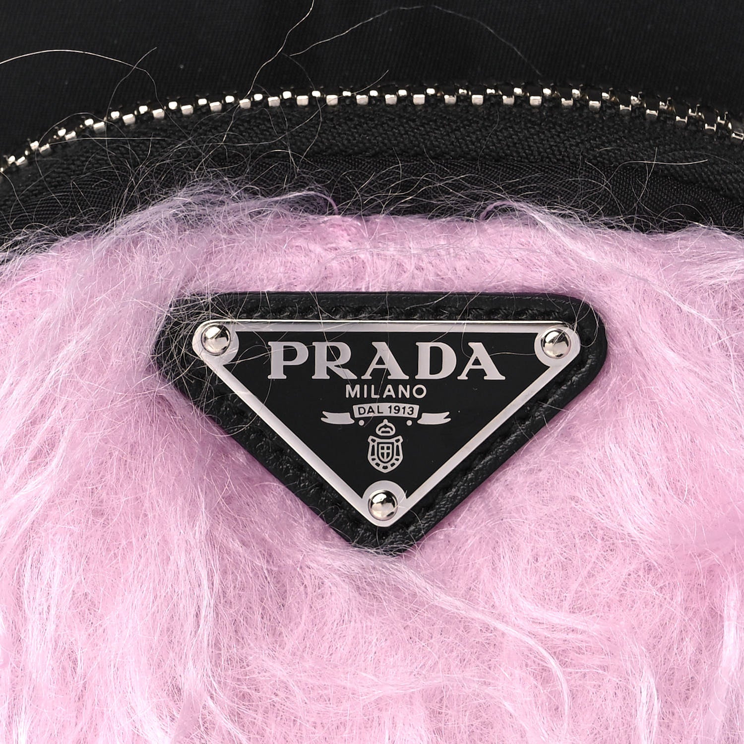 Prada Tessuto Nylon Faux Fur Small Pocket Wristlet Pouch Black Glicine 12 of 12