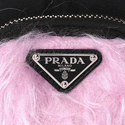 Prada Tessuto Nylon Faux Fur Small Pocket Wristlet Pouch Black Glicine 12 of 12