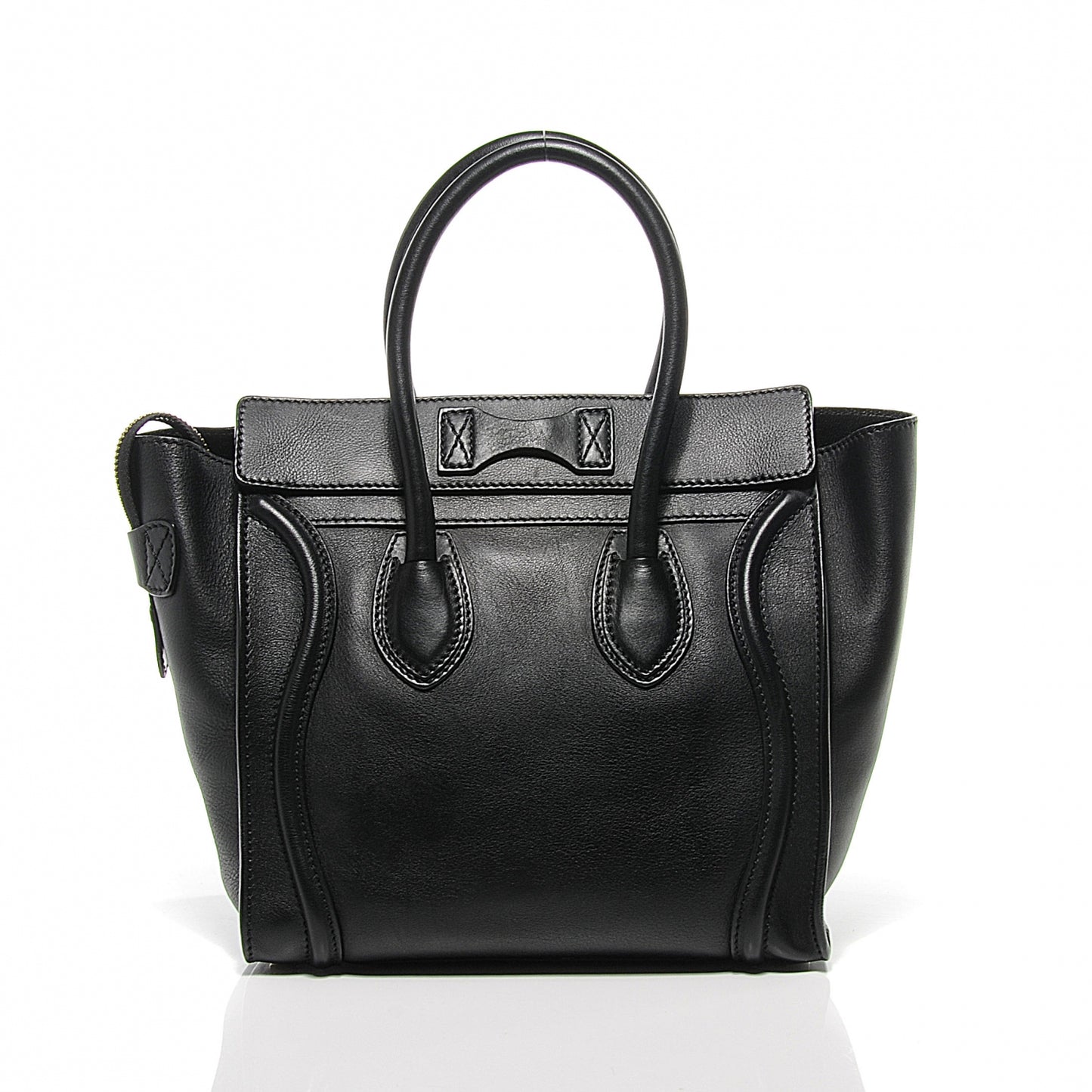 Drummed Leather Micro Luggage Bag Black