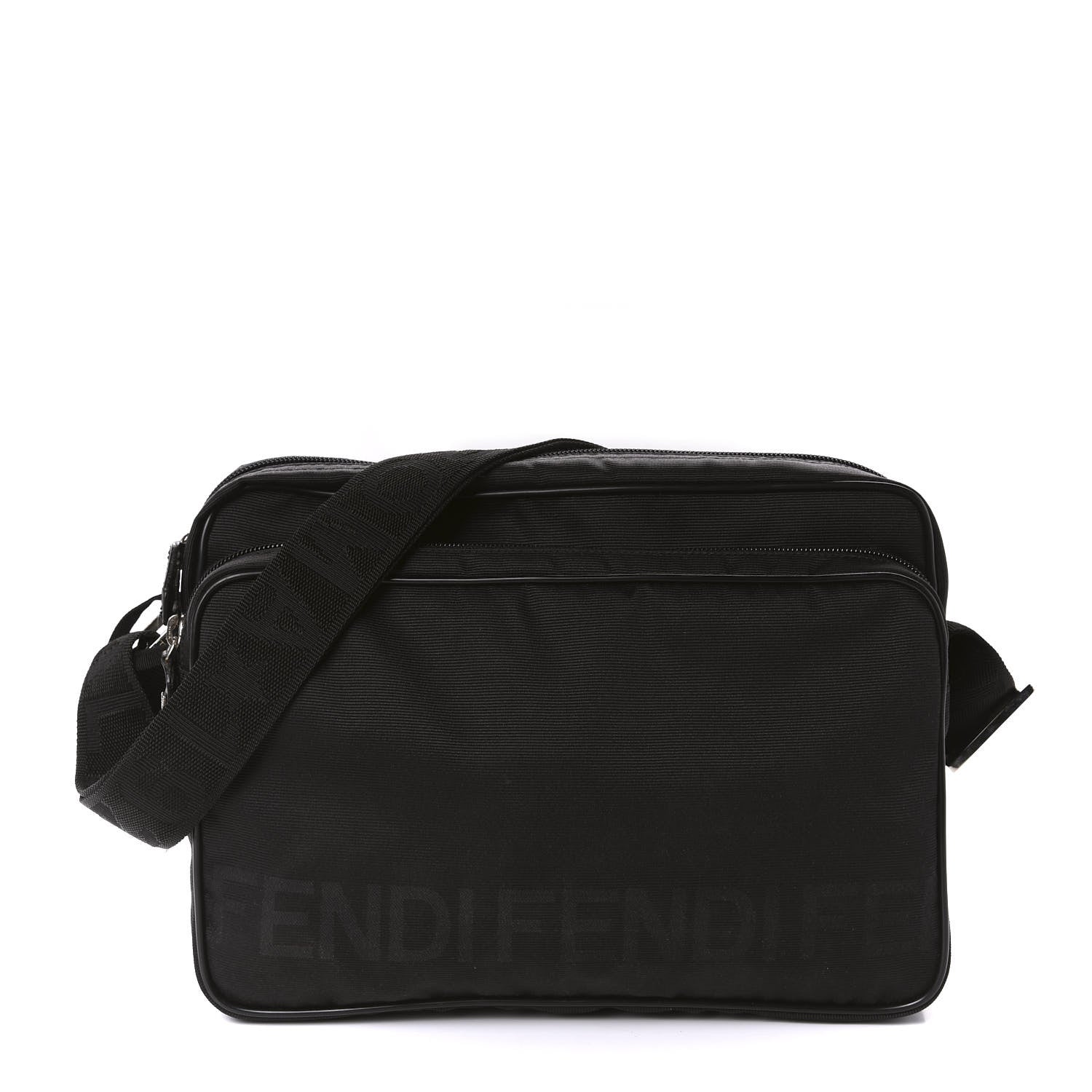 Fendi Nylon Vitello Messenger Bag Black 1 of 10