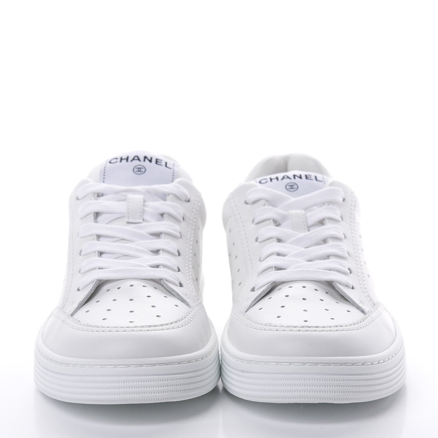 Calfskin Womens Logo Sneakers 38.5 White