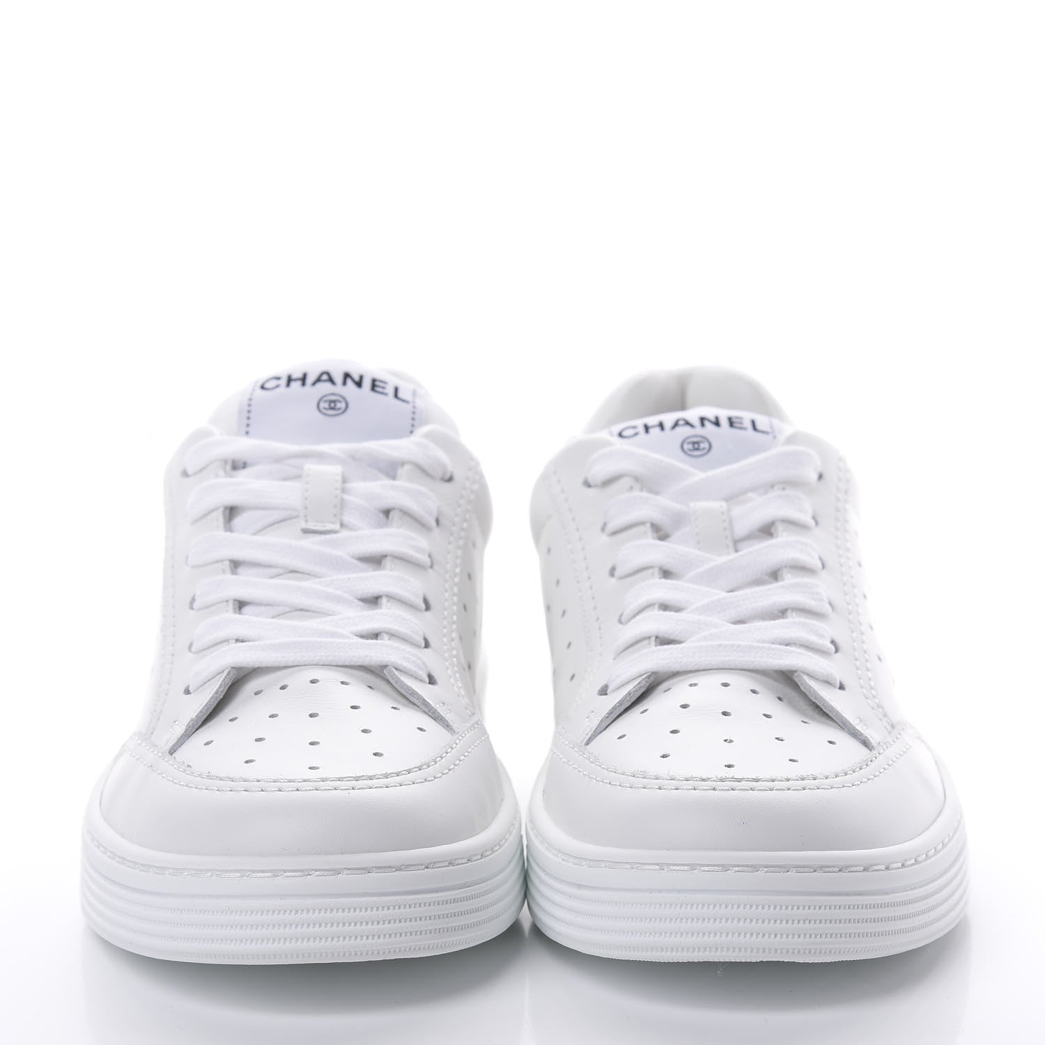 Chanel Calfskin Womens Logo Sneakers 38.5 White 2 of 9