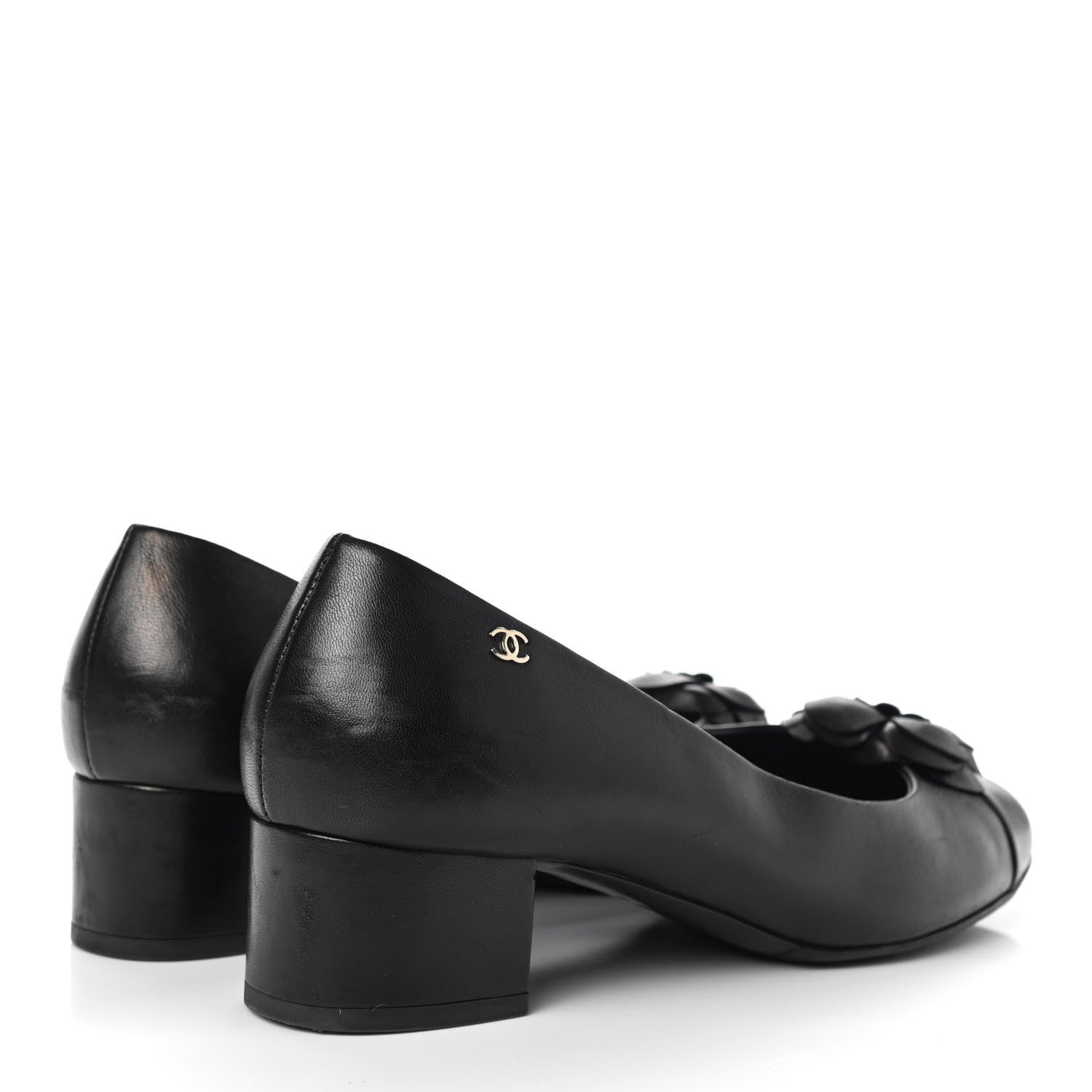 Chanel Lambskin Pearl Camellia Cap Toe Pumps 41 Black 4 of 14