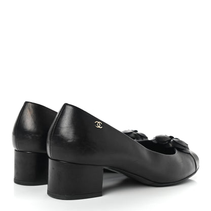 Chanel Lambskin Pearl Camellia Cap Toe Pumps 41 Black 4 of 14