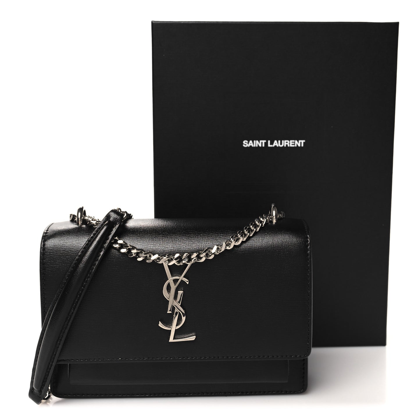 Calfskin Monogram Sunset Chain Wallet Black