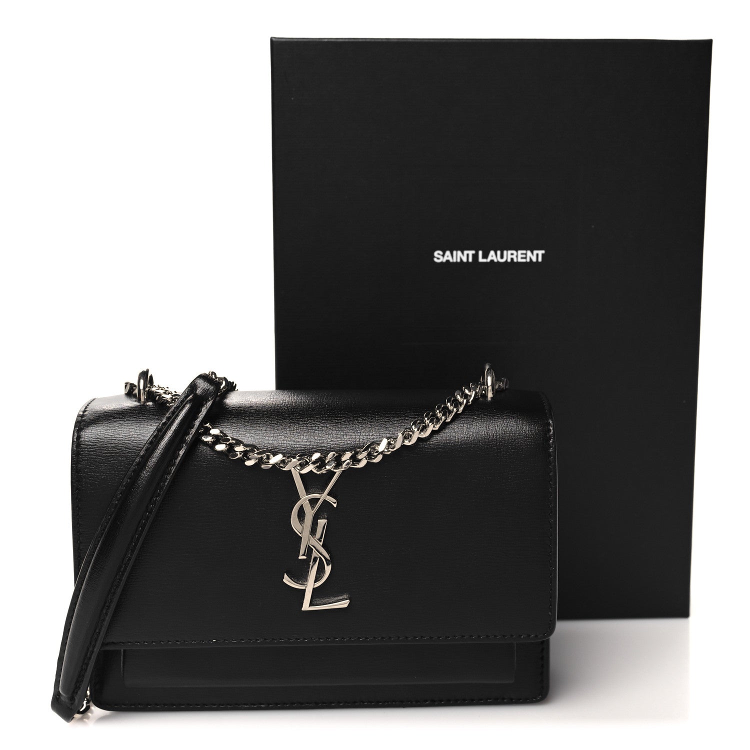 Saint Laurent Calfskin Monogram Sunset Chain Wallet Black 12 of 12