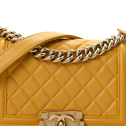Chanel Lambskin Quilted Small Boy Flap Yellow 8 of 13