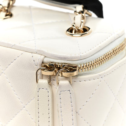 Chanel Lambskin Quilted Mini Camellia Bow Vanity Case With Chain White 14 of 15