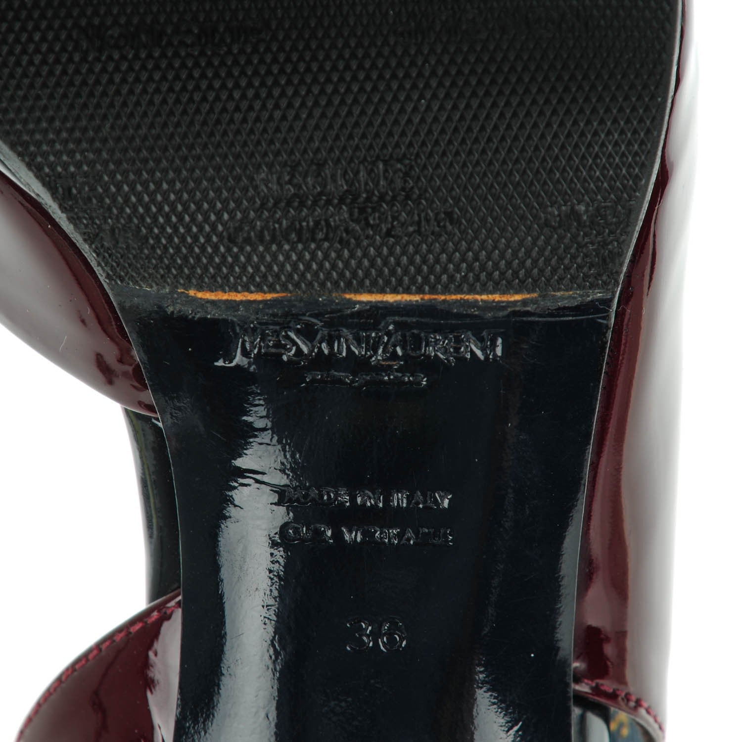 Saint Laurent Vitello Vernice Nicole 80 Slingback Pumps 36 Burgundy 6 of 8
