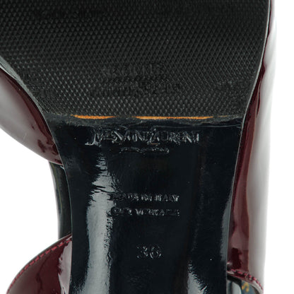 Saint Laurent Vitello Vernice Nicole 80 Slingback Pumps 36 Burgundy 6 of 8