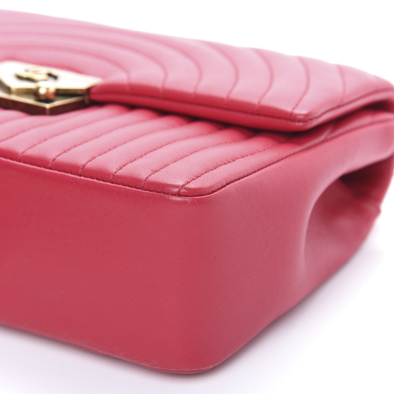 Chanel Lambskin Borse Romane Single Flap Dark Pink 9 of 10