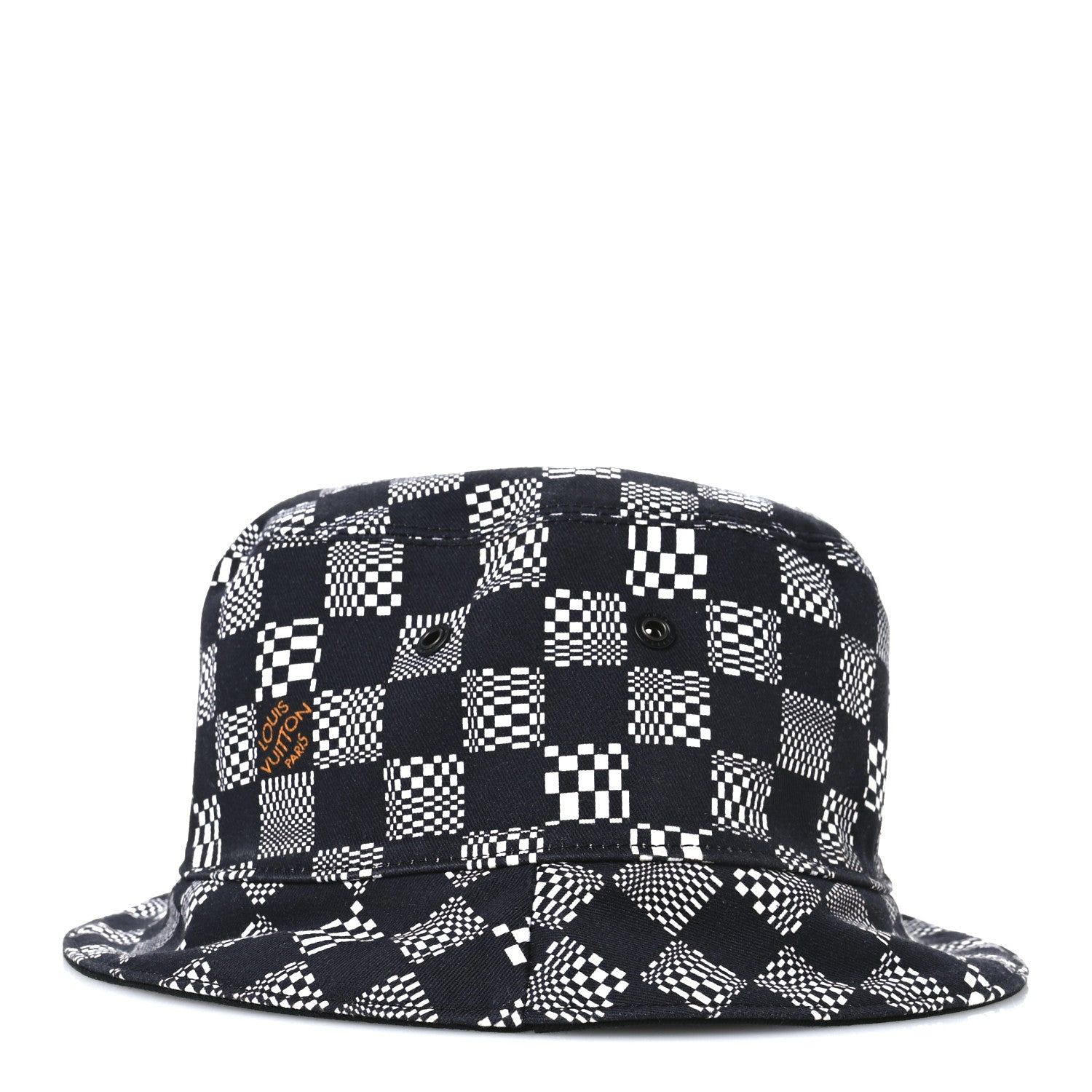 Louis Vuitton Cotton Damier Distorted Reversible Bucket Hat Black 7 of 15